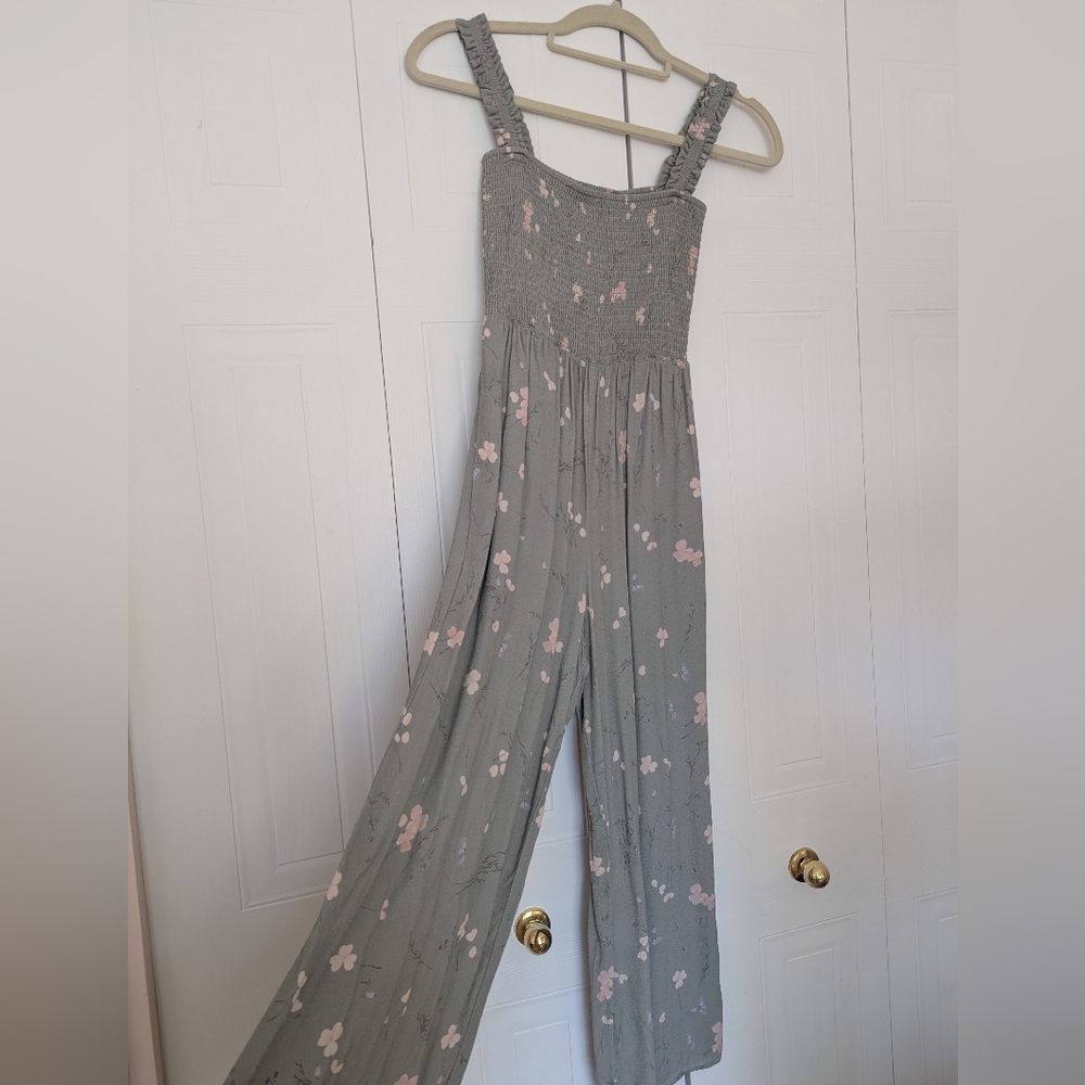 Floral Jumpsuit in Gray and Pink